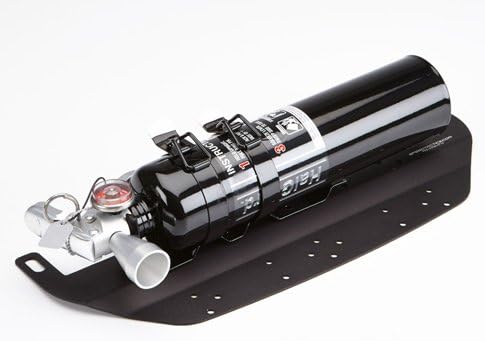 BMW 3 & 4 series fire extinguisher bracket for all models with Halguard clean agent 2.5lb fire extinguisher black