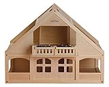 Ryans Room Small World Toys Classic Wooden Dollhouse with 6 Rooms and Balcony