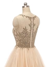 WDING - Vestido corto de baile de graduación para niños con aplique de encaje de tul