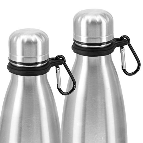 Water Bottle Holder for Backpack Hiking Running Walking Attaches with a Carabiner Clip for 12oz, 17oz & 25oz Cola Shaped Stainless Steel Bottles (2 Pack) - (Bottles Not Included) - Thumbnail 6