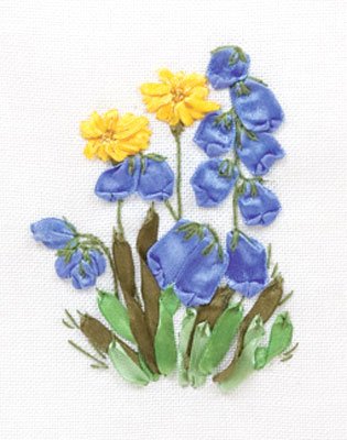 PANNA Ribbon Embroidery Kit-C-0942 Bluebells and Dandelions, Multi, 11.5X13.5CM