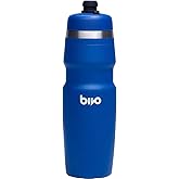 Bivo Duo 25oz Non Insulated Stainless Steel Bike Water Bottle - Lightweight for Cycling, Hiking, Sports - No Plastic Taste, Fits Most Cages, Dishwasher Safe - (True Blue)