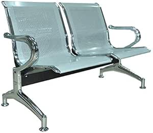 Bancada para sala de espera con sillas ergonómicas plateadas de 2