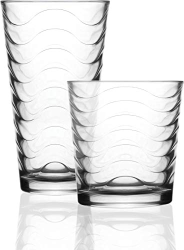 image for Circleware 40139 Pulse Huge 16-Piece Glassware Set of Highball Tumbler
