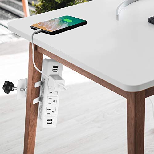ANNQUAN Desktop Clamp Power Strip with 4 USB Ports,Desk Mount Power