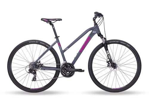 HEAD Bicicleta de Cross I-Peak 1.0 Joy para Mujer, Color Gris Mate y Rosa, 50