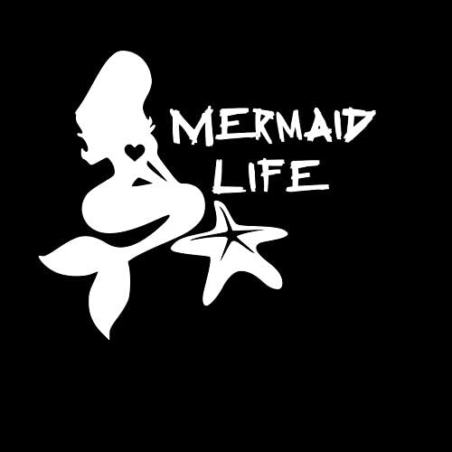 DECAL ADDICTION, INC | Mermaid Life Ocean Letters WHITE Vinyl Car/Laptop/Window/Wall Decal