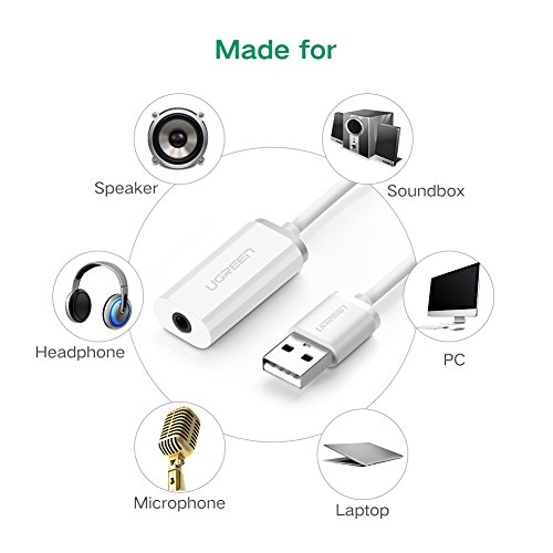 UGREEN-USB-Sound-Card-External-Converter-USB-Audio-Adapter-with-35mm-Aux-Stereo-for-Headset-PC-Laptops-Desktops-PS4-Windows-Mac-and-Linux-White