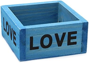 Peachshop Square Wooden Succulent Plant Flower Bed Pot Box Garden Planter Home Storage (Blue)
