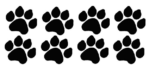 8 Dog Paw Prints Sticker Black - Dogs, Puppy, Pooch Lover