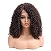 YIROO Afro Curly Wig Synthetic Fiber Lace Front Wig Kinky Curly L Part 16 inch Heat Resistant Wigs with Cap Replacement Dark Brown Color Wig For Women(16inch,#4)