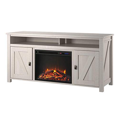 Ameriwood Home Farmington Electric Fireplace Console 60", Ivory Pine TV