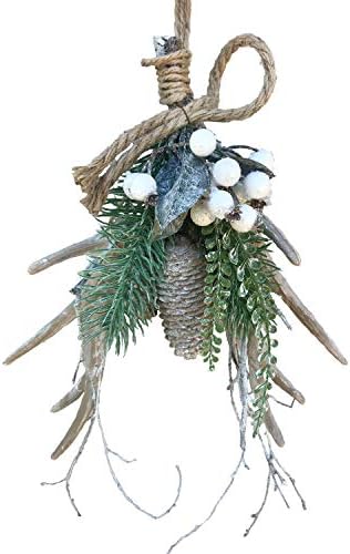 DALAMODA White Berry Pine Nuts/Branch Swag Harvest Teardrop Late Summer Wreath Autumn Thanksgiving Decorative Seasonal Accent Piece for Fall Front Door Indoor Home Decor 14 Inches Long