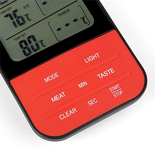 Wireless Barbecue Meat Thermometer Dual-Probe Electronic Waterproof Household ,Indoor Outdoor Thermometer Digital Hygromete,Weather Thermometer Monitor for Home,Car,Office,Room (Black)
