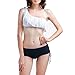 Zohamung Mid Rise String Adjustable Bathing Suit Tie Side Hipster Ruched Swimwear Bottoms Black