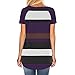 Moilant Women Stripe Loose T Shirt Round Neck Short Sleeve Top Casual Loose Blouse Purplethumb 3
