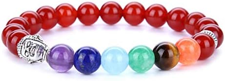 Pooja Gems 8 mm 7 Chakra Multi Colour Natural Agate Stone Bracelet