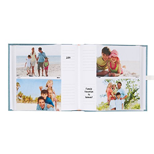 DesignOvation Kim Teal Fabric Photo Album with Ribbon and Button Closure, Holds 200 4x6 Photos, Set of 4 - Thumbnail 4