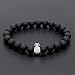 POSHFEEL Pineapple Charm Bracelets for Lovers Couple Black Matte Agate & White Howlite 8mm Beads Bracelet, 7.6