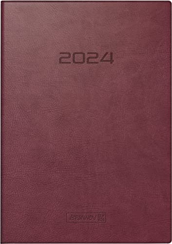 BRUNNEN Agenda semainier modèle 797 2024 2 pages = 1 semaine Taille des feuilles 16,8 x 24 cm Marron