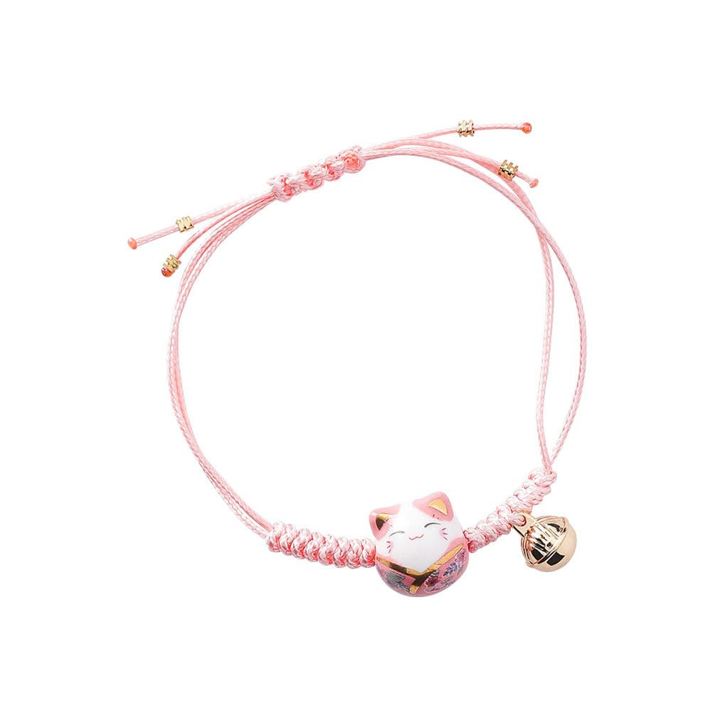 1pc Handmade Cat Braided Bracelet Kitten Woven for Friends and Boy Girl Present Pink and Powder Colors