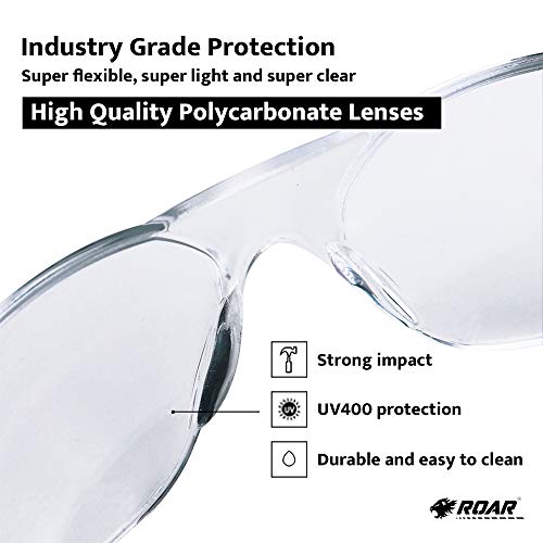 ROAR Clear Safety Glasses 12 pairs per box Eyewear Protective Glasses