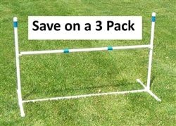 3 Pack of Agility Gear Training Jumps - One 48" Striped Bar on each Jump