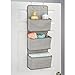 mDesign Fabric Baby Nursery Hanging Organizers for Over the Door Storage for Kids - 3 Pocket Organizer Caddy with Hooks for Clothing, School, Diaper, Toy, Outfits - Lido Collection - Textured - Gray