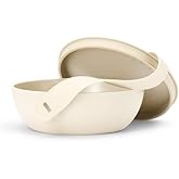 W&P Porter Plastic Bowl Lunch Container w/ Protective Non-slip Exterior, Cream 1 Liter | Lid & Snap-tight Silicone Strap | Food Storage, Bento Box, Meal Prep | BPA-Free Plastic
