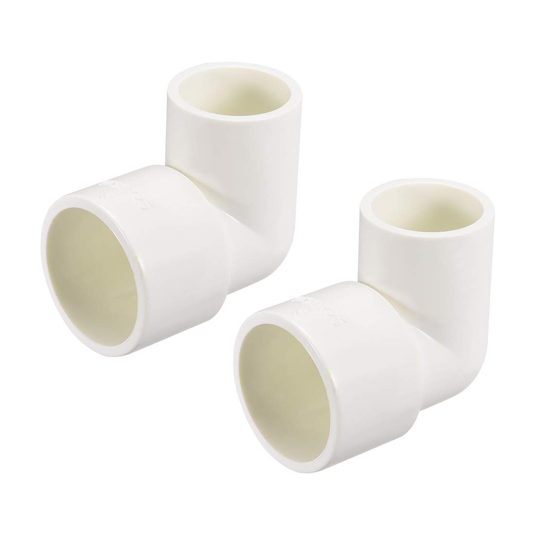 sourcing map PVC Pipe Fitting 90 Degree Elbow Schedule 40 White 25mm X 32mm Socket 2pcs