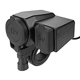 RioRand Black 5V 2.1A USB Phone 12V Motorcycle Handlebar Handle Bar Clamp Charger Power Port Socket Set