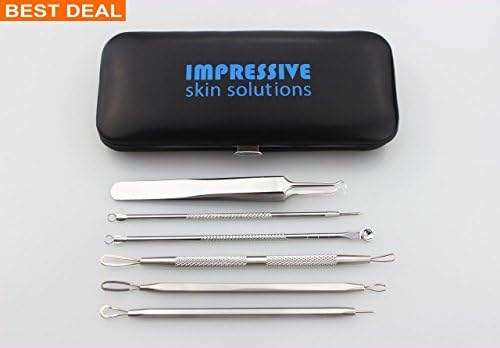 Blackhead Remover Tool Kit Set 6 PCS Professional Surgical Stainless Steel Extractors for Facial and Body Blemishes