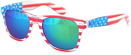 SHADERZAmerican America USA Flag Sunglasses Patriotic Clear Frame Classic 80s