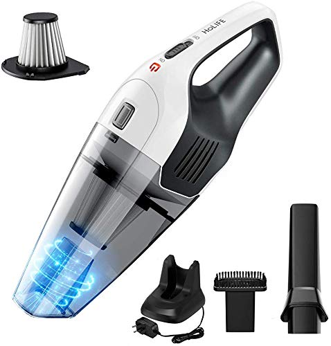 Handheld Vacuum, Holife Cordless Hand Held Vacuum Cleaner with 6Kpa Cyclone Suction and Stainless Steel HEPA Filter, Cordless Vac Cleaner with Rechargeable 14.8V Li-ion Battery & Quick Charge Tech, Dry Use for Home Pet Hair, Car Cleaning