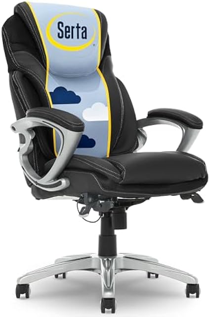 Serta Bryce Executive Office Chair - Ergonomic Lumbar Support, Adjustable Height, Black
