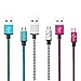 StyleTech Inc. Aluminum Nylon Braided Series 6 Feet Micro-USB Syncing/Charging Data Cable for Android, Samsung, HTC, Windows, Motorola, Tablets, etc. (3.) Blue - White - Pink