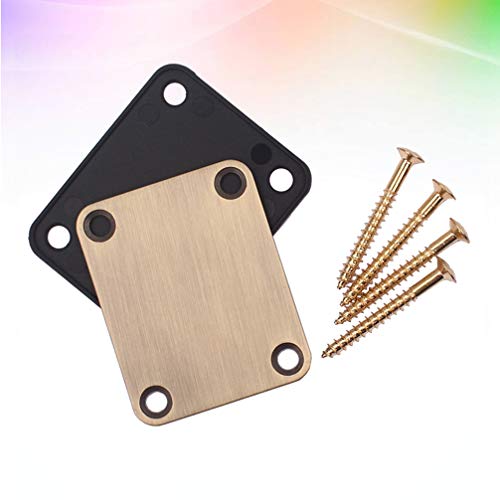 Milisten 2pcs Electric Guitar Neck Plates with 4pcs Screws for Strat Tele Guitar Jazz Bass Replacement Parts Accessories (Brass)