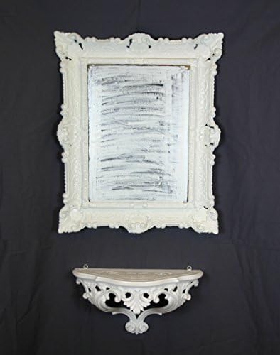 Ideacasa Console Set Shelf + Mirror White Gold Baroque Venetian Style Fake Vintage