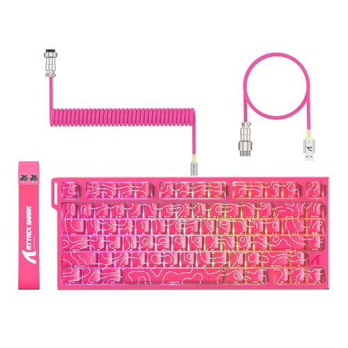 ATTACK SHARK R82 Wired 75% Gaming Keyboard, Magnetic Switches, 8K Hz, Ultra Precision 0.005 mm RT, RGB Backlighting, QWERTY, Sound Absorption, Includes C01ULTRA LED Cable (Contour Pink)