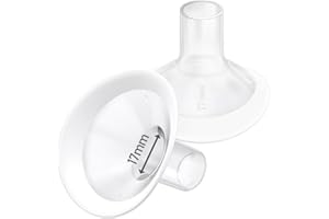2pcs 17mm Soft Rim Flanges with 106 Degree Wider Opening Angle for Medela Breast Pump, PersonalFit, Freestyle, Maxflow, Frees