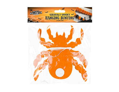 Halloween Spider Shaped Orange and Black Paper Bunting with White String 3m Party Decoration