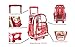 K-Cliffs Rolling Clear Backpack Heavy Duty Bookbag Quality See Through Workbag Travel Daypack Transparent School Book Bags w/Wheels Red