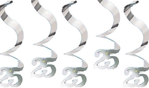 WopenJucy International Silver Anniversary Hnaging Swirl Decorations Pack of 5