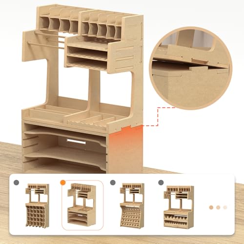 Bucasso Wooden Organizer Rack for Model Making with MDF Material, Paint Rack, Screwdriver/Brush Holder, for Tamiya Paints and Tools, GK1