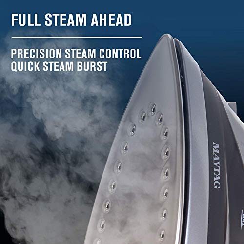 Maytag M400 Speed Heat Steam Iron & Vertical Steamer with Stainless Steel Sole Plate, Self Cleaning Function + Thermostat Dial (Renewed)