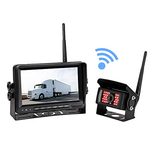 JoyTutus Digital Wireless Backup Camera Kit No Interference with 7'' HD Monitor IP69 Waterproof Super Night Vision Rear View Camera Kit for RV Truck Trailer Van Bus Pickups Camper
