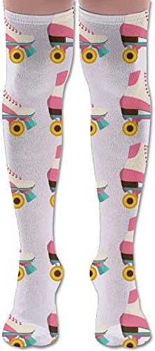LKJH Pink Roller Skate Shoe Unisex Socks Premium Soft Fancy Design Multi Colorful Patterned for Women Men