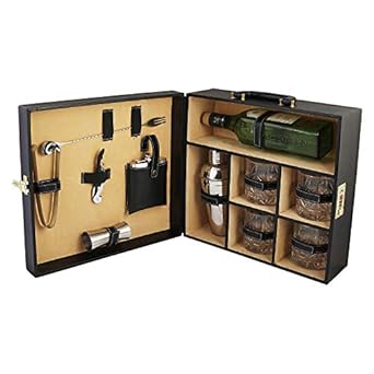 King International Bar Accessories Mega Bar Set Portable Leatherette Briefcase Bar Set Bar Set Bar Set for Picnic Bar Set for Travel Bar Set for Car Whiskey Glasses (Color of The Brief Case May Vary)