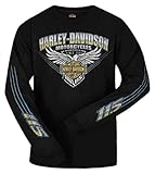 Wisconsin Harley-Davidson Harley-Davidson Men's 115th Anniversary Stripe Eagle Long Sleeve Shirt, Black