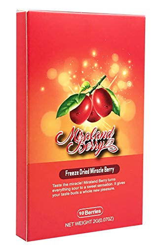 MiralandBerry Miracle Fruit, Miracle Berry (10 Whole Berries), Freeze Dried, Not Tablet
